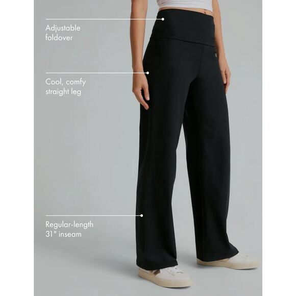 Beyond Yoga Spacedye Foldover Wide Leg Pant Black S - Picture 8 of 9